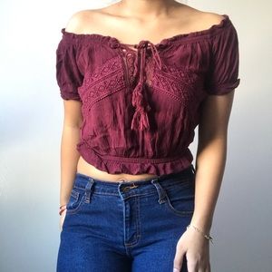 Charlotte Russe Off-Shoulder Crop Top